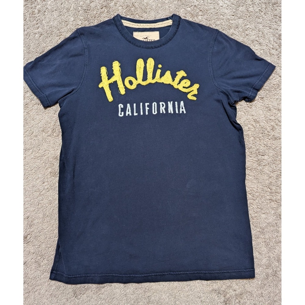 Hollister T Shirt‎ Mens Sz L Vtg Y2K Preppy Surfer Skater Varsity Spellout Tee